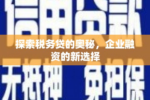 翠屏探索税务贷的奥秘，企业融资的新选择