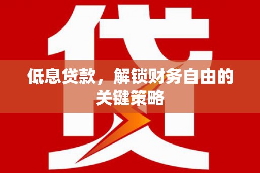 柳东低息贷款，解锁财务自由的关键策略