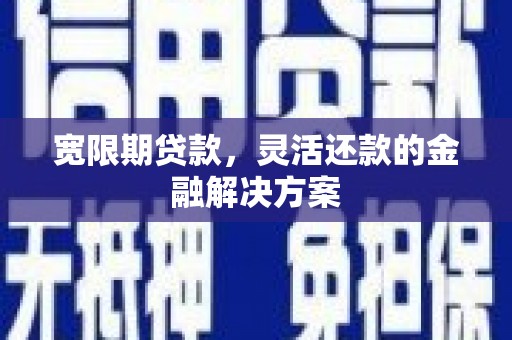 湟中宽限期贷款，灵活还款的金融解决方案